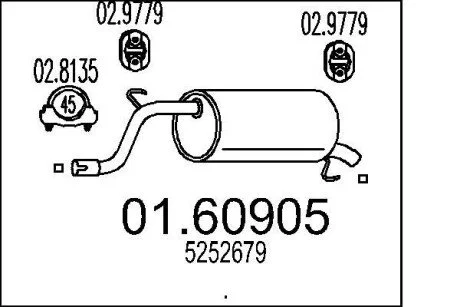 Фото 1 - глушник вихлопних газів (кінцевий) MTS 0160905 Глушник вихлопних газів (кінцевий) MTS 0160905 (фото 1)