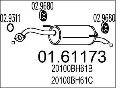 Глушник вихлопних газів (кінцевий) MTS 0161173