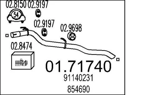 Труба вихлопного газу MTS 0171740