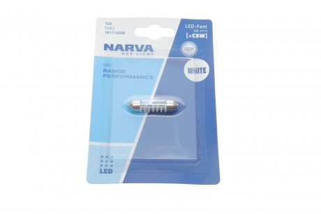 Лампа світлодіодна LED FESTOON С5W Range Performance 0,6W SV8.5 (38мм) (вир-во) NARVA 181714000