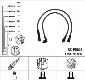 Комплект кабелей высоковольтных NGK RCFD825