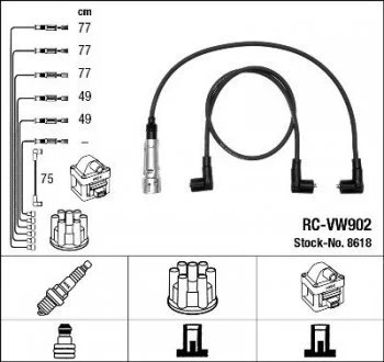 Комплект кабелей высоковольтных NGK RCVW902