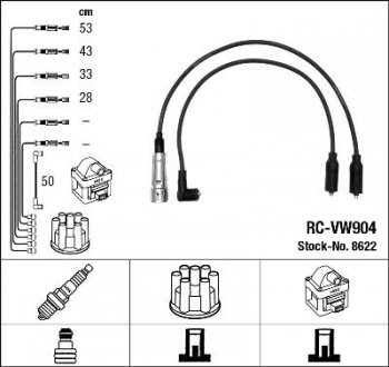 Дроти запалення, набір NGK RCVW904