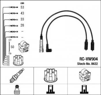 Дроти запалення, набір NGK RCVW904