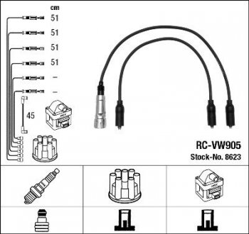 Високовольтні дроти (набір) NGK RCVW905