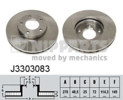 Диск тормозной передний 278mm Mazda 3/5 NIPPARTS J3303083