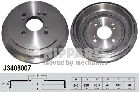 Гальмівний барабан 200mm Suzuki Baleno, Ignis, Liana, Swift NIPPARTS J3408007