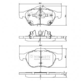 Гальмівні колодки, дискове гальмо (набір) NIPPARTS J3602115