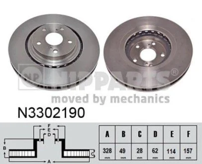 Диск тормозной передний 328mm/28mm Lexus NX,RX,Toyota RAV4, Highlander NIPPARTS N3302190