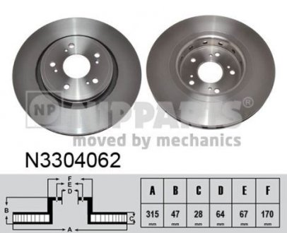 Гальмiвнi диски NIPPARTS N3304062 (фото 1)