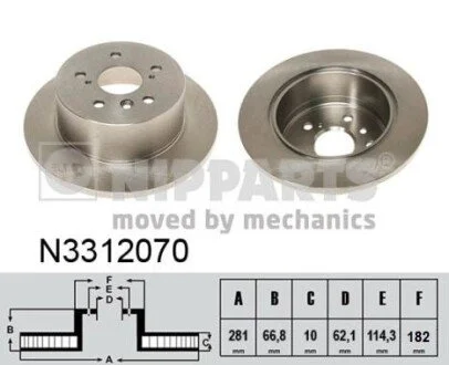 Диск тормозной задний 281mm Camry/ES NIPPARTS N3312070