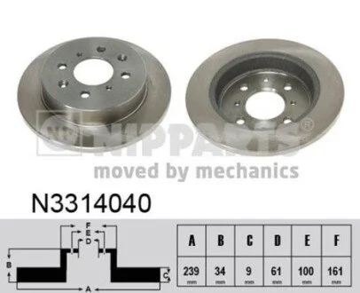 Гальмiвнi диски NIPPARTS N3314040 (фото 1)