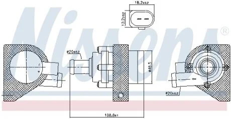 Додатковий водяний насос (електричний) AUDI A1, A3, SEAT ALHAMBRA, ALTEA, ALTEA XL, IBIZA IV, IBIZA IV SC, IBIZA IV ST, LEON, TOLEDO IV, SKODA FABIA II, OCTAVIA II, RAPID 1.0-3.6 03.04-12.22 NISSENS 832110