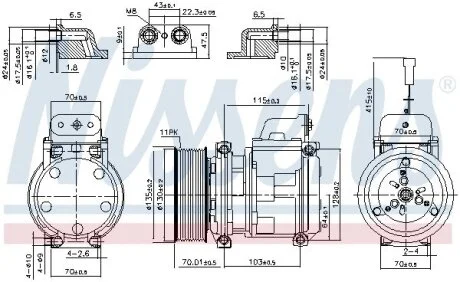 Компресор кондиціонера MERCEDES ACTROS, ACTROS MP2 / MP3, ATEGO, ATEGO 2, AXOR, AXOR 2, CITARO (O 530), CONECTO (O 345), ECONIC, INTEGRO (O 550), TRAVEGO (O 580), ZETROS 04.96- NISSENS 890331