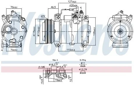 Компресор кондиціонера IVECO DAILY III, DAILY IV, DAILY V, DAILY VI 2.3D/3.0CNG/3.0D 07.99- NISSENS 891005