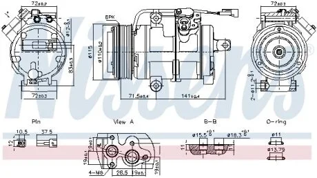 Компресор кондиціонера FORD USA EDGE, MAZDA CX-9 3.7 01.07- NISSENS 891060