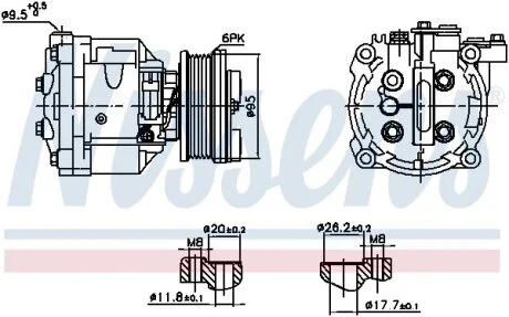 Компресор кондиціонера CHEVROLET AVEO, TRAX, OPEL ADAM, MOKKA / MOKKA X 1.3D-1.7D 07.11- NISSENS 891078