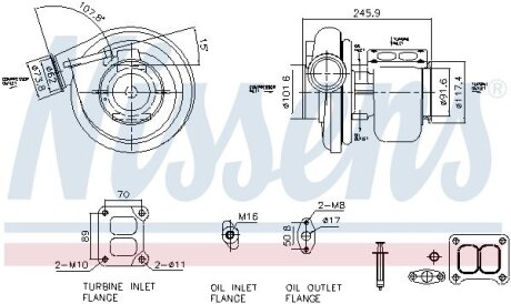 Турбокомпресор (із монтажним набором) SCANIA 4, G I, P I, R I, T DC12.06-DT12.18 01.99-05.19 NISSENS 93681