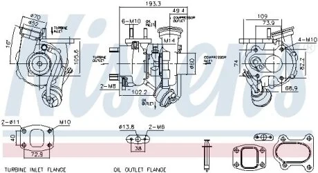 Турбокомпресор (із монтажним набором) MERCEDES ATEGO, ATEGO 2 OM900.912-OM904.949 01.98- NISSENS 93784 (фото 1)