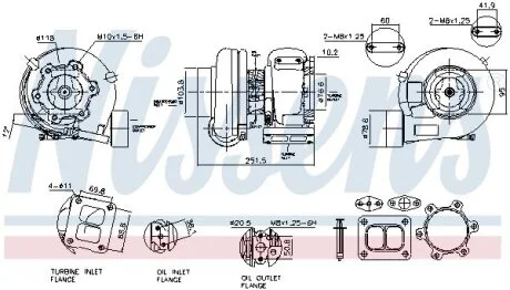 Турбокомпресор (із монтажним набором) MERCEDES ACTROS, ACTROS MP2 / MP3 OM541.920-OM541.999 04.96- NISSENS 93846