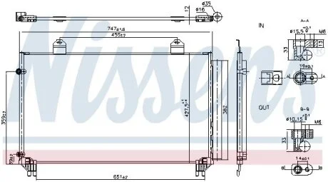 Конденсатор кондиціонера (з осушувачем, (EN) additional fitting elements) TOYOTA SIENNA 3.3/3.5 12.04- NISSENS 940916