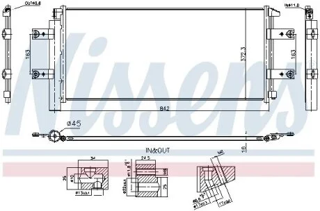 Конденсатор кондиціонера 842x372x16 MERCEDES ACTROS MP4 / MP5, ANTOS, AROCS 07.11- NISSENS 941254
