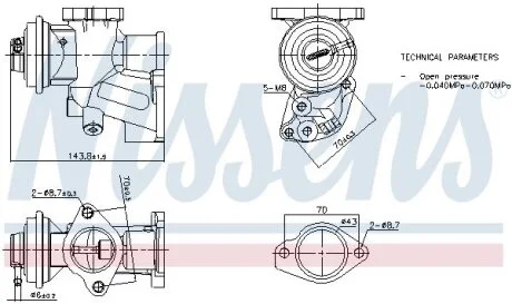 Клапан EGR OPEL ASTRA G, ASTRA G/KOMBI, COMBO TOUR, COMBO/MINIVAN, CORSA C, CORSA C/HATCHBACK 1.7D 02.98- NISSENS 98476