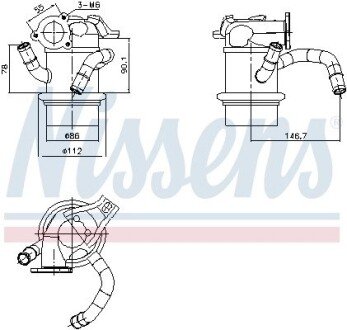 Радіатор рециркуляції ВГ VW Golf VII 2.0 TDI 12- NISSENS 989421 (фото 1)
