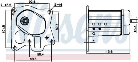 Охолоджувач відпрацьованих газів ALFA ROMEO GIULIETTA, MITO FIAT DUCATO, FREEMONT, SEDICI OPEL ASTRA J, ASTRA J GTC, CASCADA, INSIGNIA A, INSIGNIA A COUNTRY, ZAFIRA C SAAB 9-5 1.6D/2.0D 06.06- NISSENS 989455