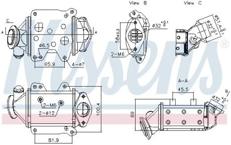 Охолоджувач відпрацьованих газів ALFA ROMEO MITO FIAT 500L, 500X, DOBLO, DOBLO CARGO, DOBLO/MINIVAN, FIORINO, FIORINO/MINIVAN, PANDA, PUNTO, PUNTO/HATCHBACK, QUBO, TIPO 1.3D 09.03- NISSENS 989457