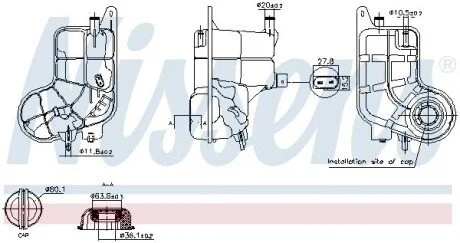 Бачок расширительный с крышкой AUDI A6 C6 (2004) NISSENS 996288