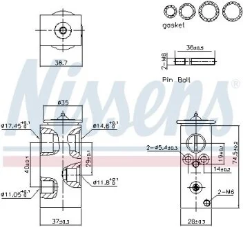 Розширювальний клапан кондиціонера DS DS 7, CITROEN BERLINGO, BERLINGO/MINIVAN, C4 GRAND PICASSO II, C4 PICASSO II, C4 SPACETOURER, C5 AIRCROSS, GRAND C4 SPACETOURER, JUMPY III 1.2-Electric 11.10- NISSENS 999456