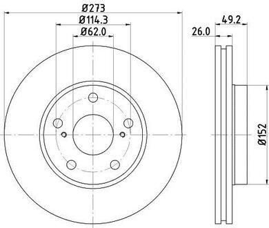 Диск тормозной передний Toyota Auris 1.4, 1.6, 1.8 (07-) Nisshinbo ND1021K (фото 1)