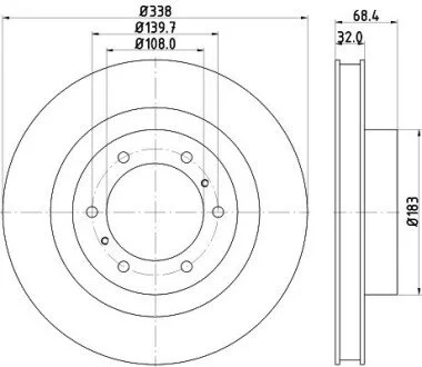Диск гальмівний Lexus GX 460 (09-)/ Toyota Land Cruiser 150 2.7, 3.0, 4.0 (10-) Nisshinbo ND1058K