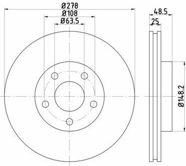 Диск гальмівний Mazda 3 1.6, 2.0 (11-17)/ Ford Focus 1.6, 1.8, 2.0 (04-12) Nisshinbo ND5019K (фото 1)