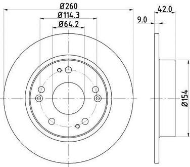 Диск гальмівний задній Honda Civic 1.4, 1.6, 1.8, 2.0 (05-) Nisshinbo ND8003K (фото 1)