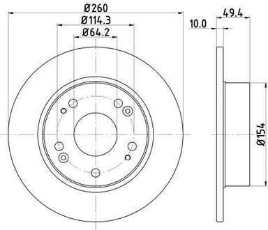 Диск гальмівний задній Honda Accord 2.0, 2.2, 2.4 (03-08) Nisshinbo ND8004K