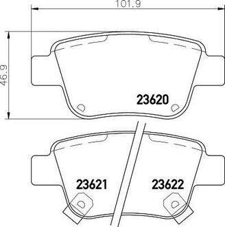 Колодки тормозные дисковые задние Toyota Avensis, Corolla 1.6, 1.8, 2.0 (03-08) Nisshinbo NP1031