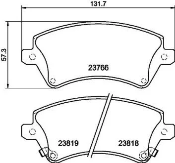 Колодки тормозные дисковые передние Toyota Corolla 1.4, 1.6, 1.8, 2.0 (02-07) Nisshinbo NP1049