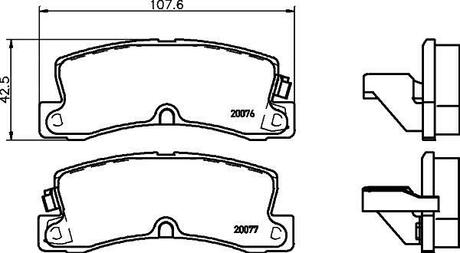 Колодки тормозные дисковые задние Toyota Corolla 1.6, 1.8, 2.0 (97-00) Nisshinbo NP1070 (фото 1)