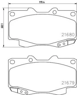 Колодки гальмівні дискові Toyota Hilux III, Fortuner 2.5, 3.0, 4.0 (05-) Nisshinbo NP1075