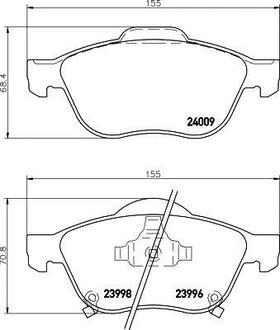 Колодки гальмівні дискові Toyota Avensis 1.6, 1.8, 2.0 (97-03) Nisshinbo NP1117