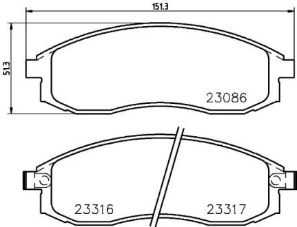 Колодки гальмівні дискові Nissan Maxima 2.5, 3.0/Mitsubishi L200 2.0, 2.4 (96-) Nisshinbo NP2037