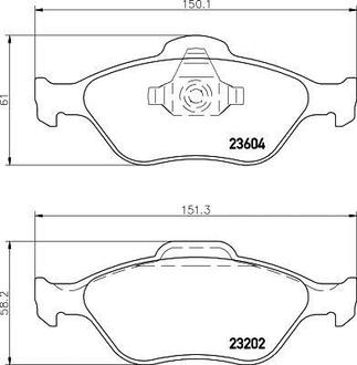 Колодки гальмівні дискові Mazda2 1.3, 1.4, 1.6 (03-)/Ford Fusion 1.4, 1.6 (04-12) Nisshinbo NP5008