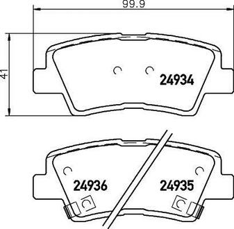 Колодки гальмівні дискові Hyundai Elantra 1.6, 2.0 (15-),Tucson 2.0 (04-10)/Ssang Yong Actyon, Korando 2.0 (12-) Nisshinbo NP6022