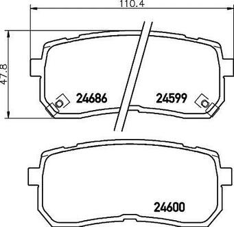 Колодки тормозные дисковые задние Hyundai H-1, ix55 2.5, 3.0 (08-) Nisshinbo NP6033