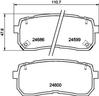 Колодки тормозные дисковые задние Hyundai H-1, ix55 2.5, 3.0 (08-) Nisshinbo NP6033
