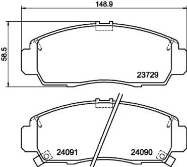 Колодки гальмівні дискові Honda FR-V 1.7, 2.0, 2.2 (04-09), Jazz 1.2, 1.4 (02-08) Nisshinbo NP8010