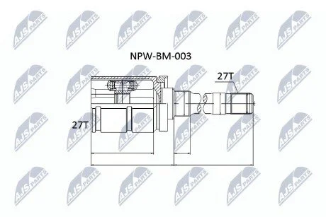 ШАРНІР РІВНИХ КУТОВИХ ШВИДКОСТЕЙ | BMW X-5 E53 3.0 00-05 /ATM/ /ПРАВ/ NTY NPWBM003