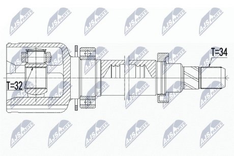 ШАРНІР РІВНИХ КУТОВИХ ШВИДКОСТЕЙ | MINI R56/R55/R57/R58/R59 COOPER D/S,JCW,ONE D 05-15 /ПРАВ,MTM/ NTY NPWBM084 (фото 1)